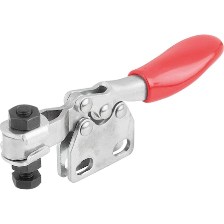Kipp Toggle Clamp Mini L=79 Steel, Vertical Foot, Comp:Plastic, Comp:Red, F2=500 K1243.0500